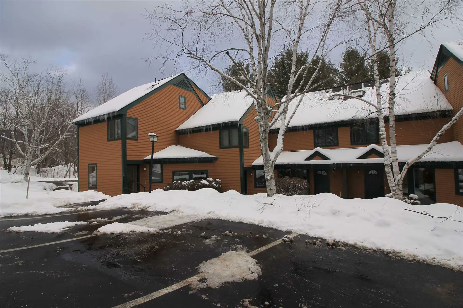 Mountain Sun Quarters buildings and parking in winter