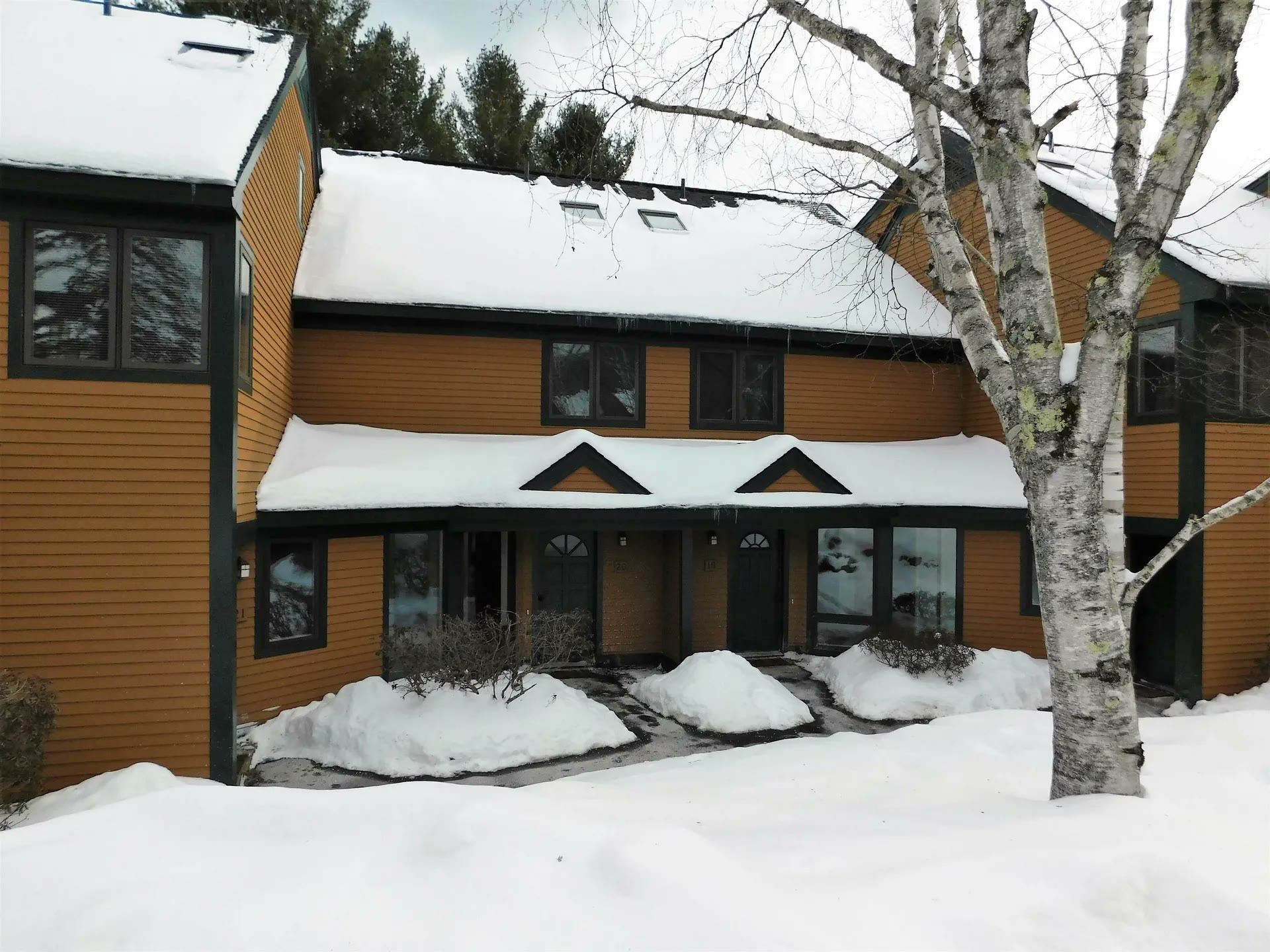 Townhouse entrance after a snowfall