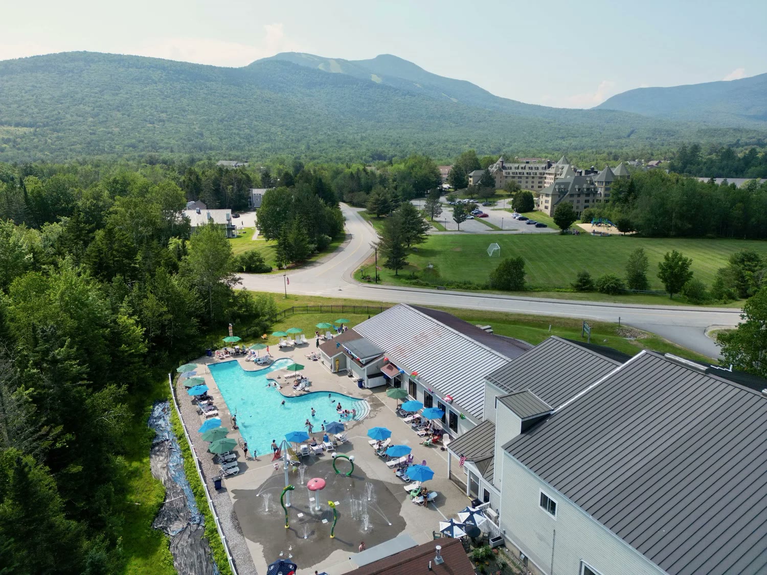 Aerial view of Waterville Valley with Mount Tecumseh behind